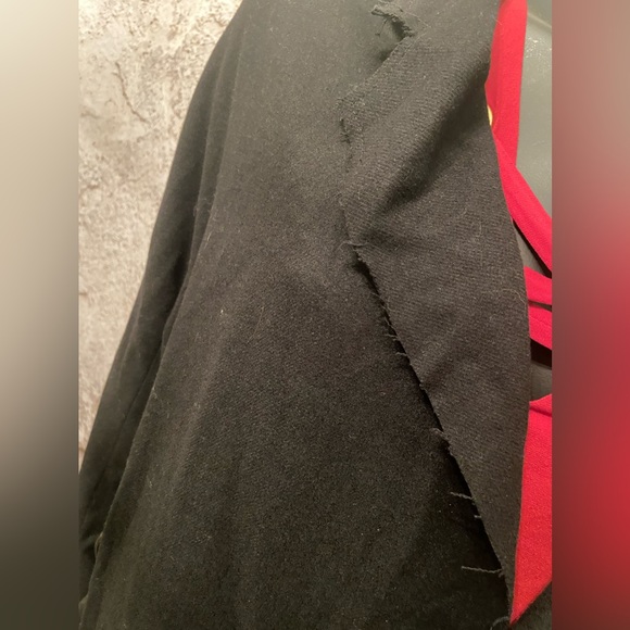 Izzue Collection Black Raw Edge Wool Blend Wrap Blazer - Picture 5 of 9